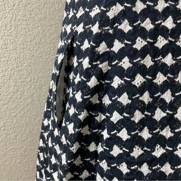 Theory Navy & White Elexis Eyelet A-Line Dress - Picture 4 of 12